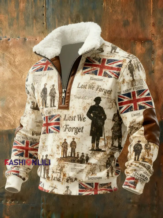 Men’s Remembrance Day Lest We Forget Printed Sweatshirt As picture / S