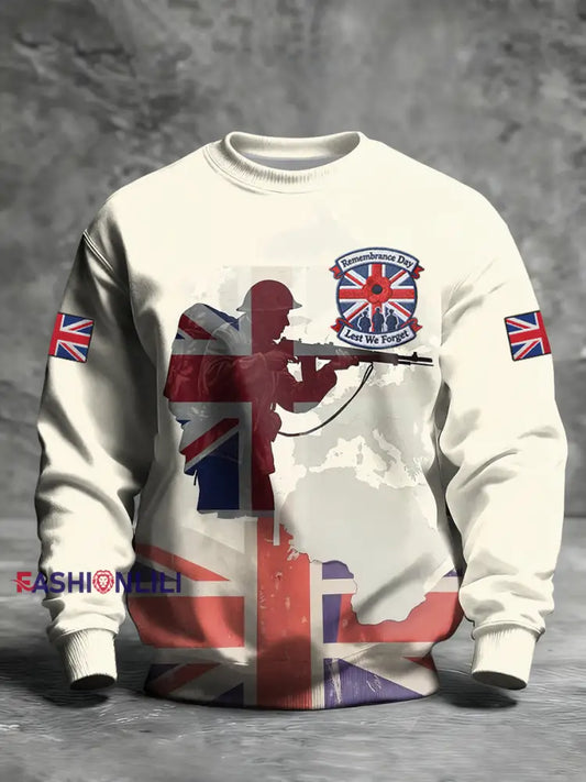 Men’s Remembrance Day Lest We Forget Printed Sweatshirt As picture / S