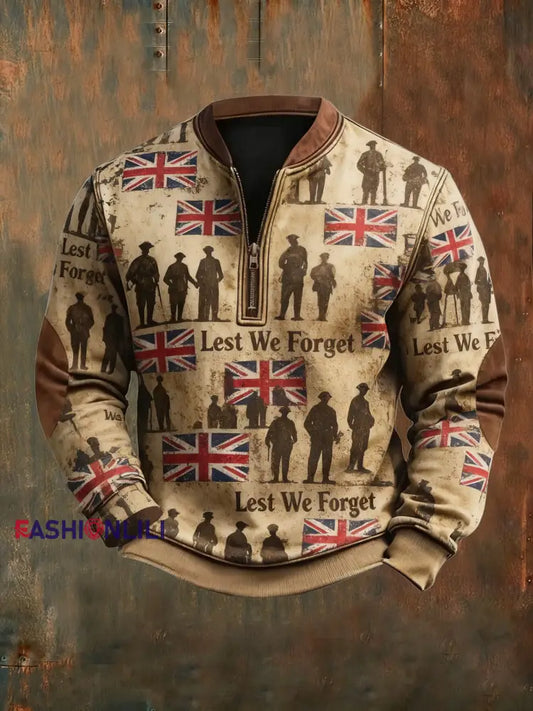 Men’s Remembrance Day Lest We Forget Printed Sweatshirt As picture / S