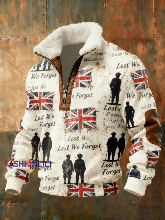 Men’s Remembrance Day Lest We Forget Printed Sweatshirt As picture / S