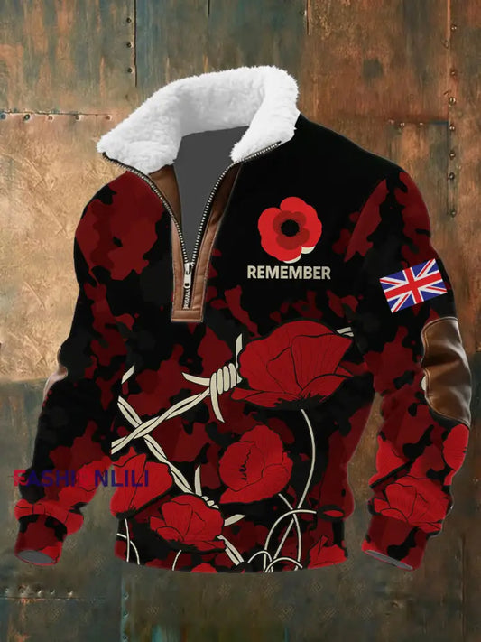 Men’s Remembrance Day Lest We Forget Printed Sweatshirt As picture / S