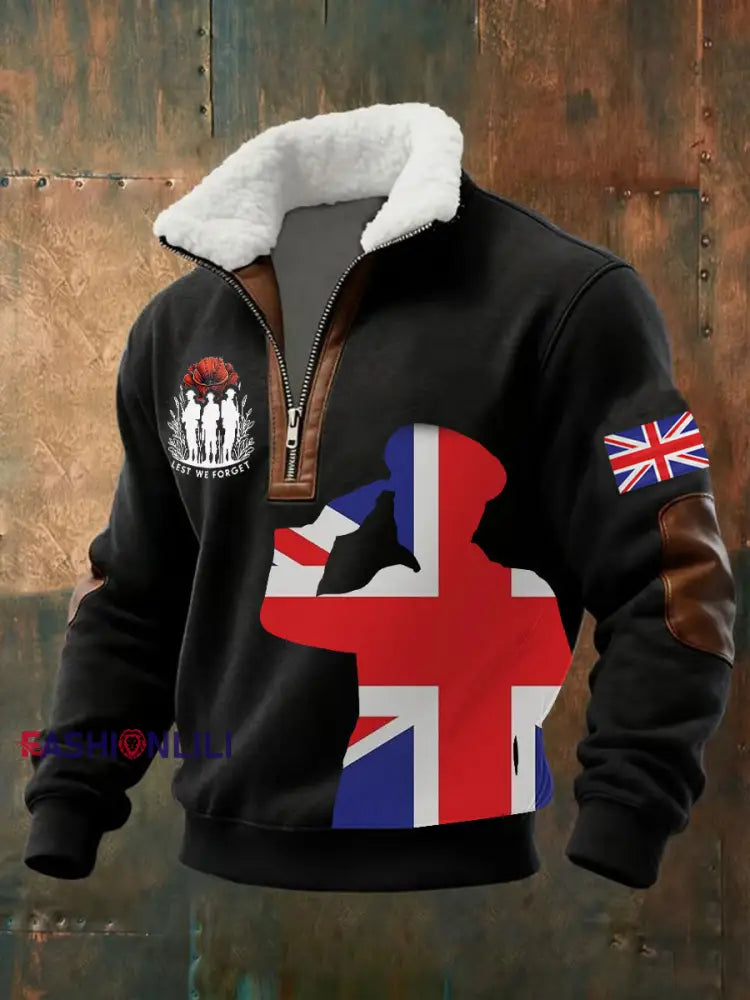 Men’s Remembrance Day Lest We Forget Printed Sweatshirt Black / S