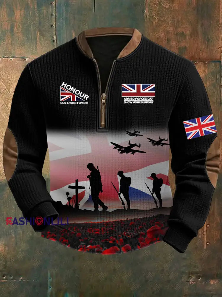 Men’s Remembrance Day Lest We Forget Printed Sweatshirt Black / S