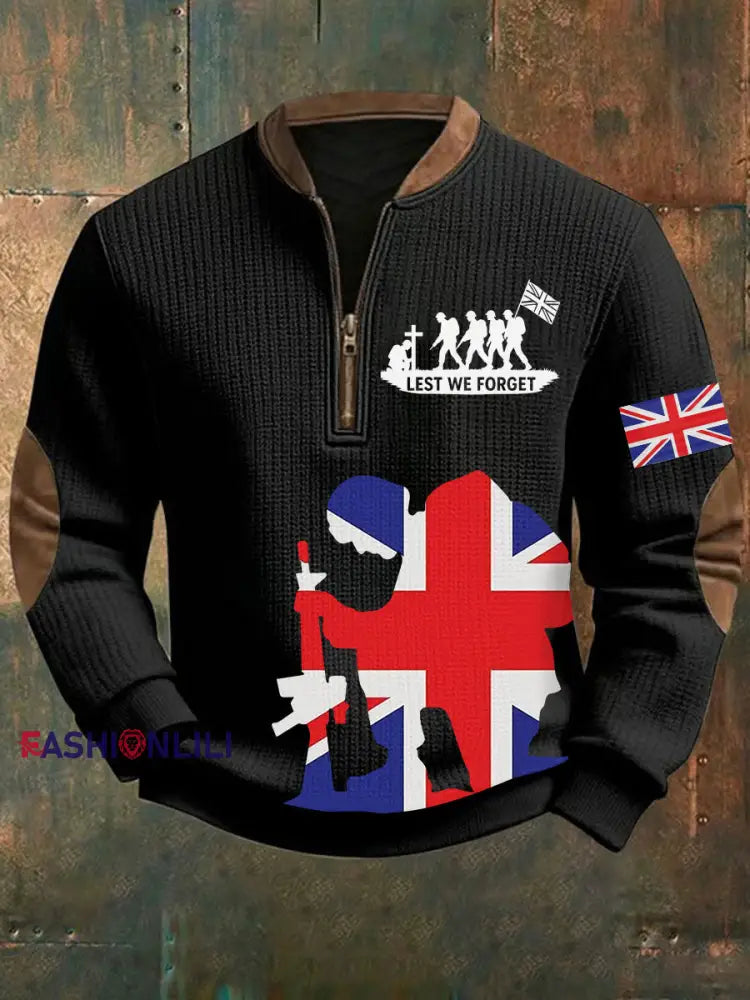 Men’s Remembrance Day Lest We Forget Printed Sweatshirt Black / S