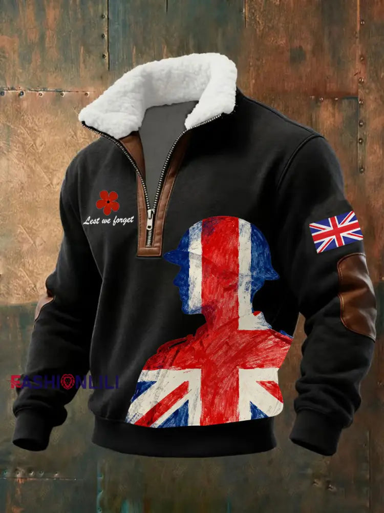 Men’s Remembrance Day Lest We Forget Printed Sweatshirt Black / S