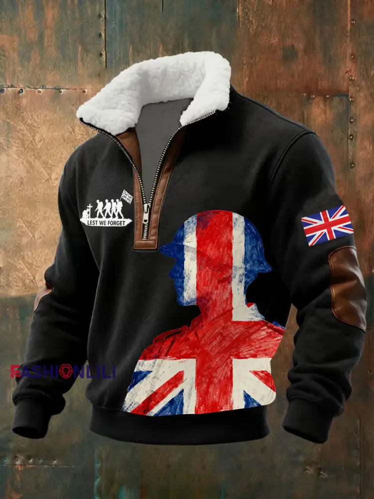 Men’s Remembrance Day Lest We Forget Printed Sweatshirt Black / S