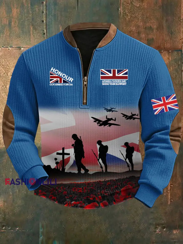 Men’s Remembrance Day Lest We Forget Printed Sweatshirt Blue / S