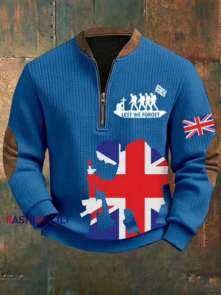 Men’s Remembrance Day Lest We Forget Printed Sweatshirt Blue / S