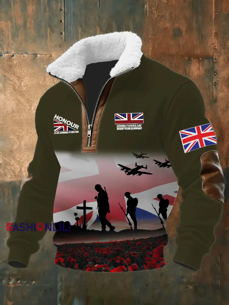 Men’s Remembrance Day Lest We Forget Printed Sweatshirt Brown / S