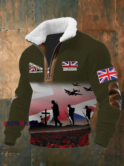 Men’s Remembrance Day Lest We Forget Printed Sweatshirt Brown / S