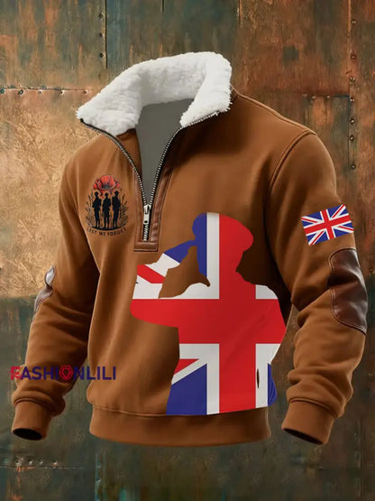 Men’s Remembrance Day Lest We Forget Printed Sweatshirt Brown / S