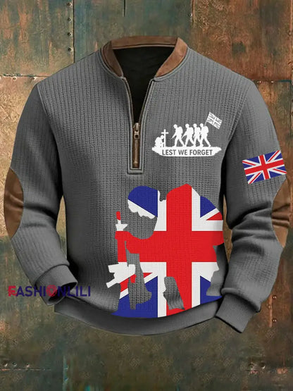 Men’s Remembrance Day Lest We Forget Printed Sweatshirt Gray / S