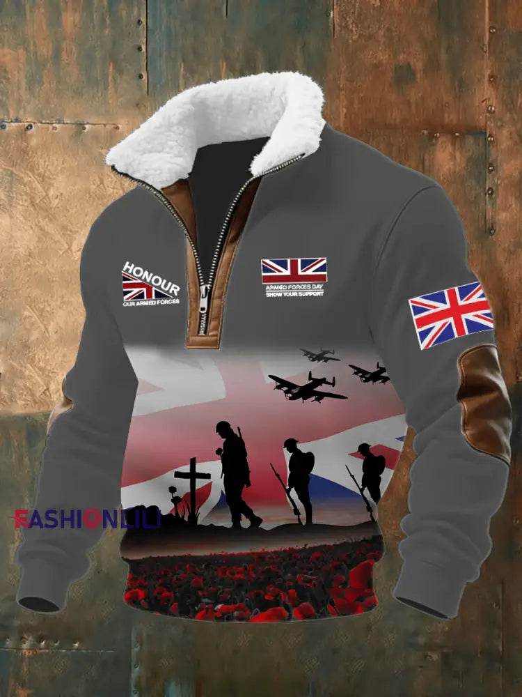 Men’s Remembrance Day Lest We Forget Printed Sweatshirt Gray / S