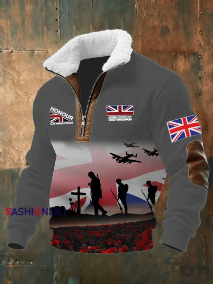 Men’s Remembrance Day Lest We Forget Printed Sweatshirt Gray / S