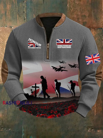 Men’s Remembrance Day Lest We Forget Printed Sweatshirt Gray / S