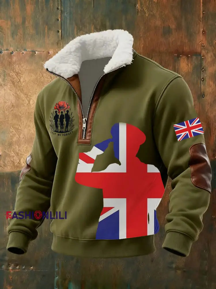 Men’s Remembrance Day Lest We Forget Printed Sweatshirt Green / S