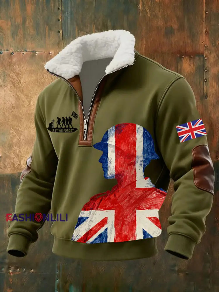 Men’s Remembrance Day Lest We Forget Printed Sweatshirt Green / S