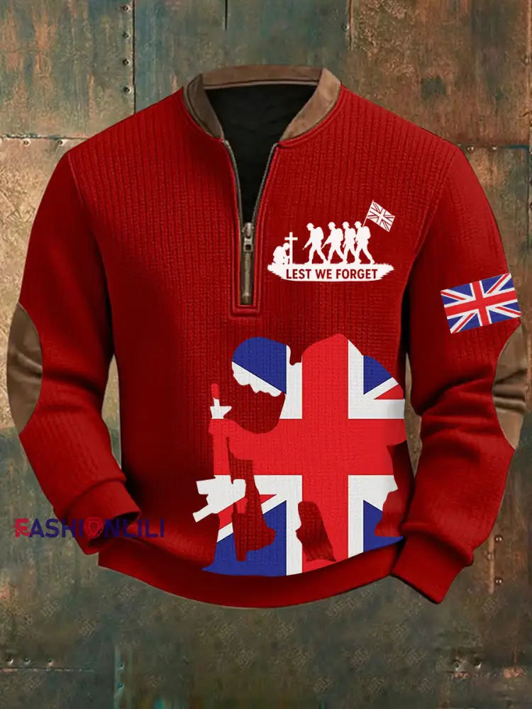 Men’s Remembrance Day Lest We Forget Printed Sweatshirt Red / S