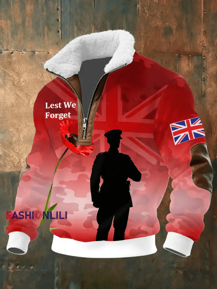 Men’s Remembrance Day Lest We Forget Printed Sweatshirt Red / S