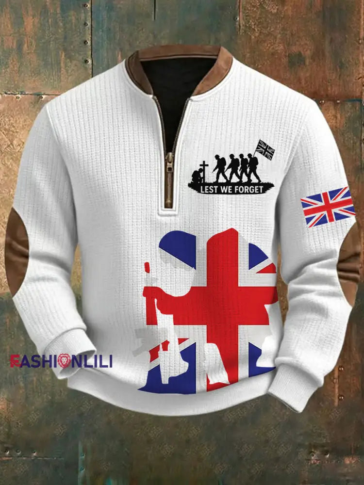 Men’s Remembrance Day Lest We Forget Printed Sweatshirt White / S