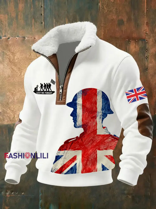 Men’s Remembrance Day Lest We Forget Printed Sweatshirt White / S