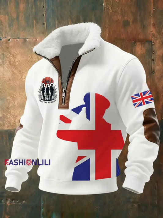 Men’s Remembrance Day Lest We Forget Printed Sweatshirt White / S