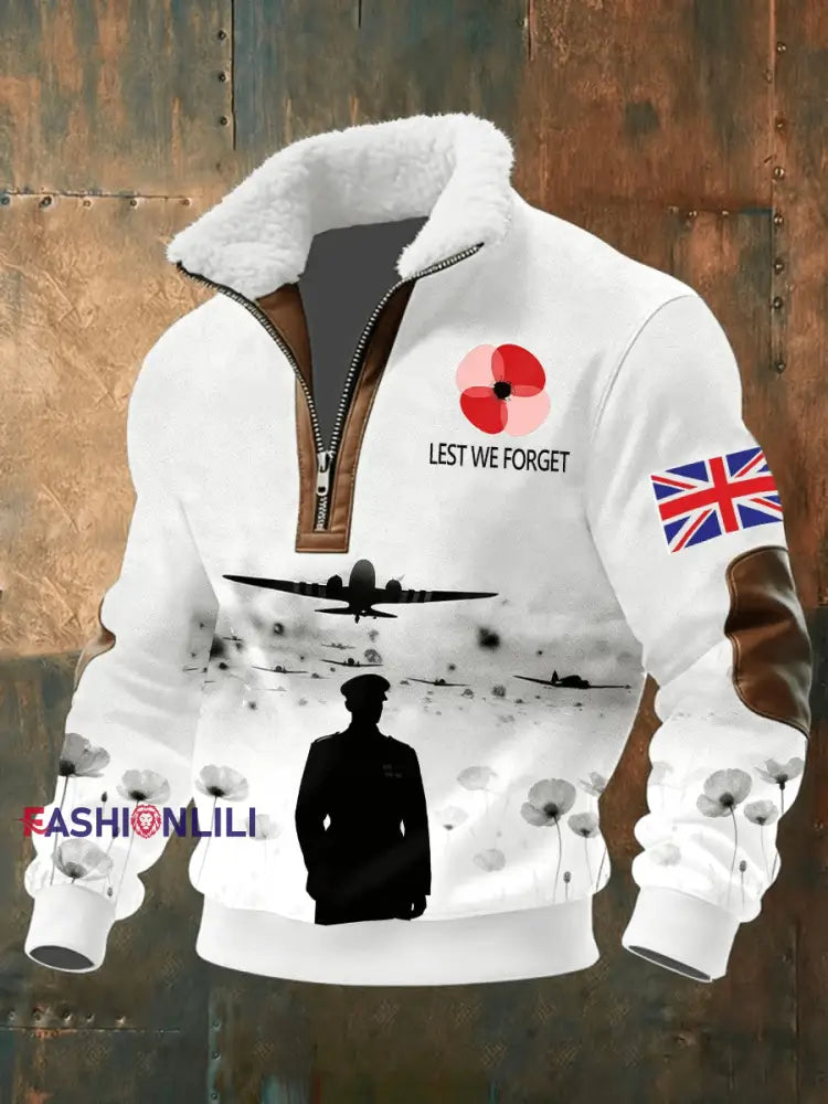 Men’s Remembrance Day Lest We Forget Printed Sweatshirt White / S