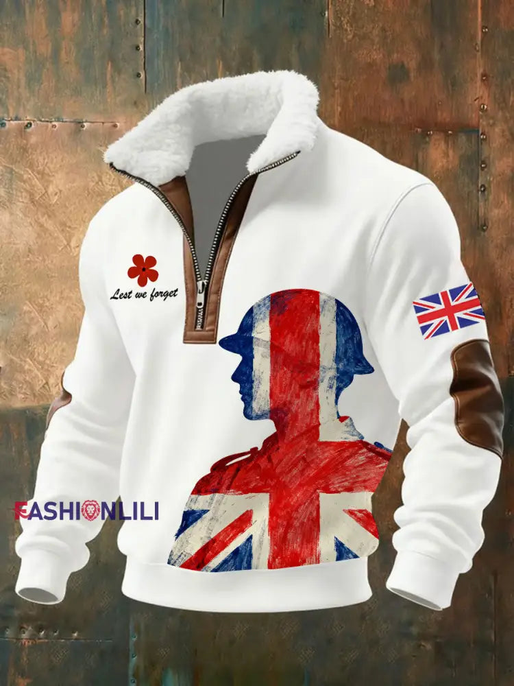 Men’s Remembrance Day Lest We Forget Printed Sweatshirt White / S