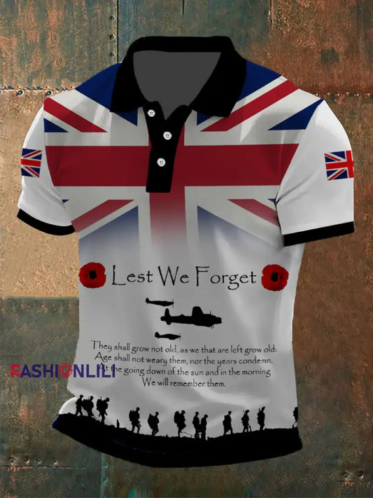 Men’s Remembrance Day Lest We Forget Shirt As picture / S