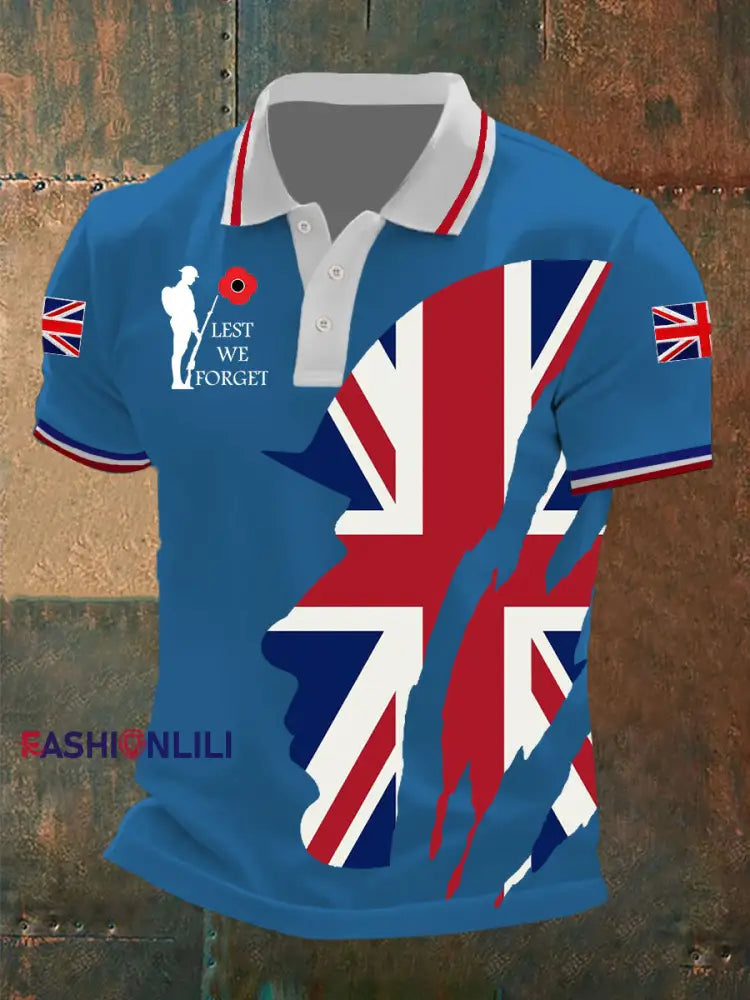 Men’s Remembrance Day Lest We Forget Shirt Blue / S