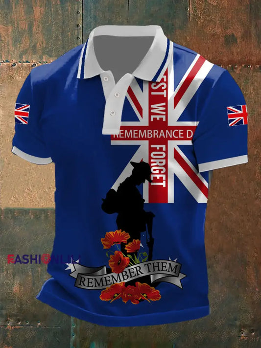 Men’s Remembrance Day Lest We Forget Shirt Blue / S