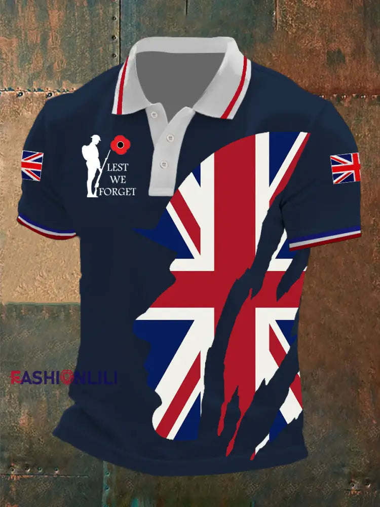 Men’s Remembrance Day Lest We Forget Shirt Navy Blue / S