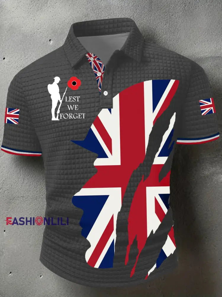 Men’s Remembrance Day Lest We Forget Short Sleeve Shirt Dark Gray / S
