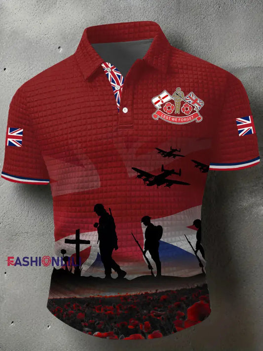 Men’s Remembrance Day Lest We Forget Short Sleeve Shirt Red / S