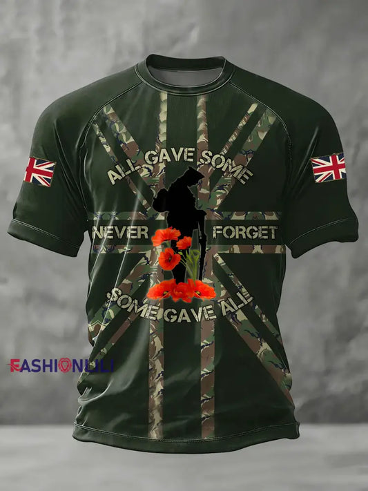 Men’s Remembrance Day Lest We Forget Short Sleeve T-shirt Dark Green / S