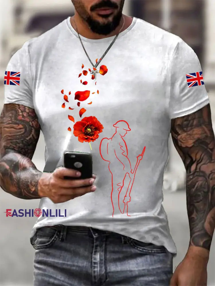 Men’s Remembrance Day Lest We Forget Short-sleeved T-shirt White / S