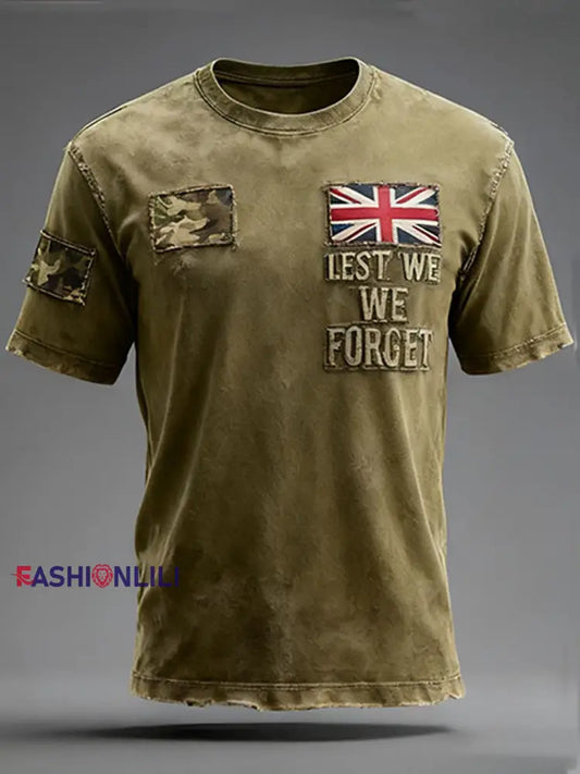 Men’s Remembrance Day Lest We Forget Short Sleeves T-shirt Army Green / S