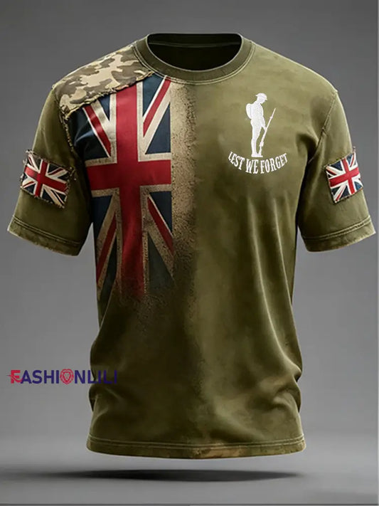 Men’s Remembrance Day Lest We Forget Short Sleeves T-shirt Army Green / S
