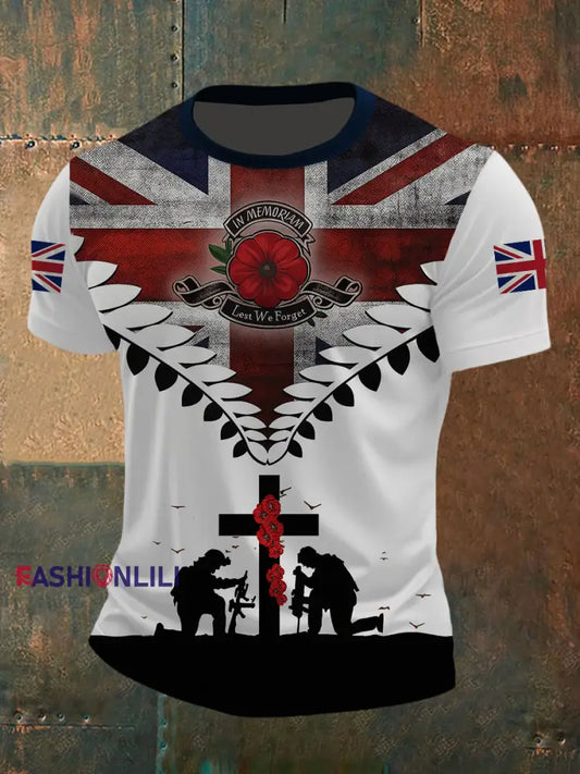 Men’s Remembrance Day Lest We Forget Short Sleeves T-shirt As picture / S