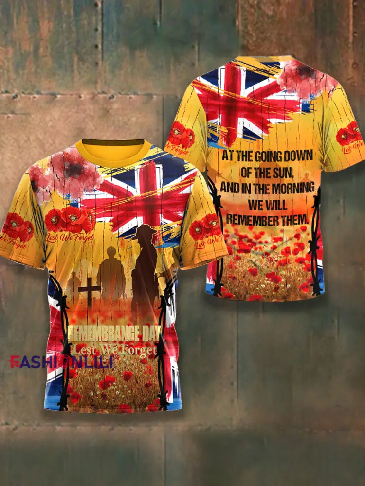 Men’s Remembrance Day Lest We Forget Short Sleeves T-shirt As picture / S