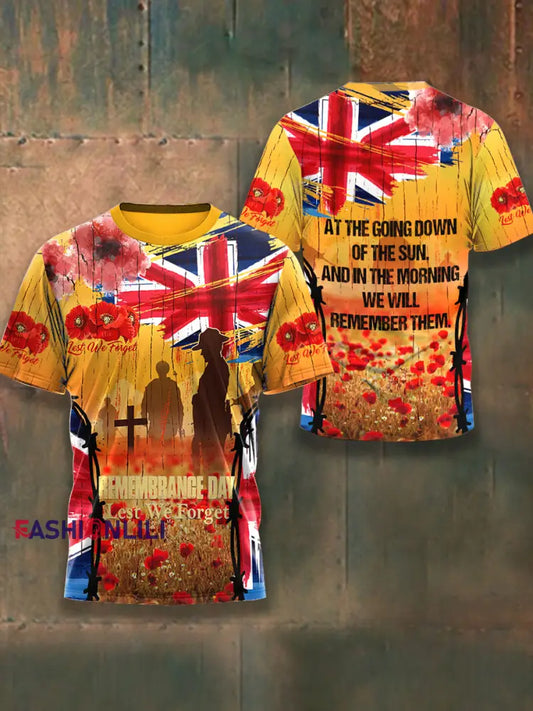 Men’s Remembrance Day Lest We Forget Short Sleeves T-shirt As picture / S