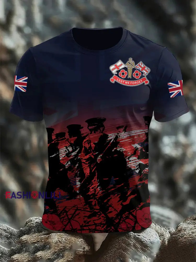 Men’s Remembrance Day Lest We Forget Short Sleeves T-shirt As picture / S