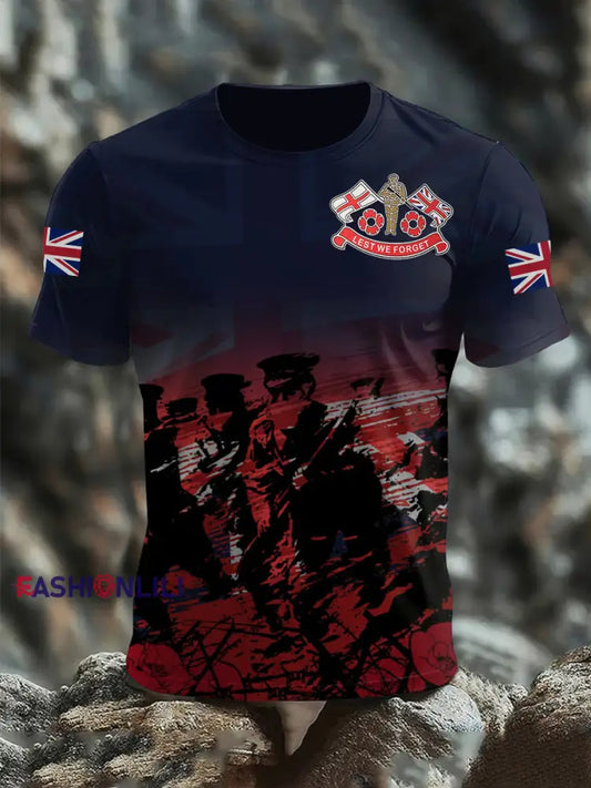 Men’s Remembrance Day Lest We Forget Short Sleeves T-shirt As picture / S