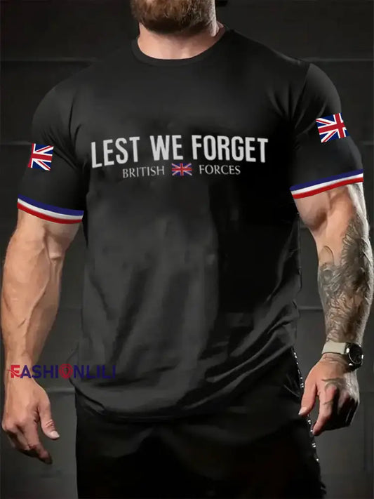 Men’s Remembrance Day Lest We Forget Short Sleeves T-shirt Black / S