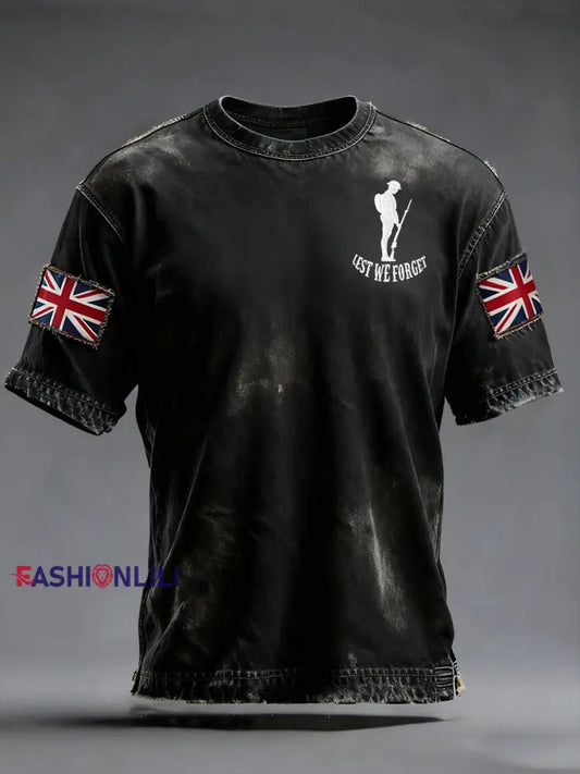 Men’s Remembrance Day Lest We Forget Short Sleeves T-shirt Black / S