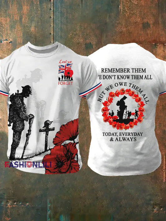 Men’s Remembrance Day Lest We Forget Short Sleeves T-shirt White / S