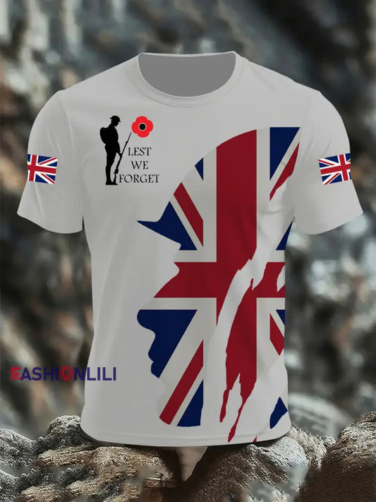 Men’s Remembrance Day Lest We Forget Short Sleeves T-shirt White / S
