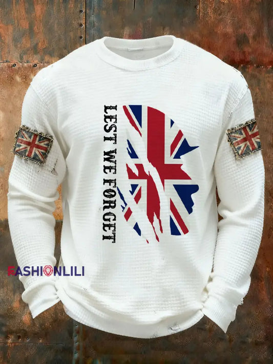 Men’s Remembrance Day Lest We Forget Waffle Long Sleeve T-Shirt White / S
