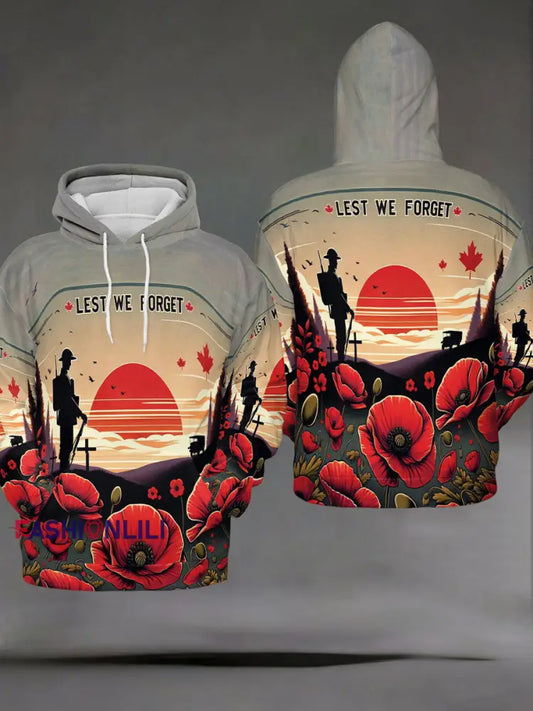 Men’s Remembrance Day LEST WE’S FORGET Poppy Remembrance Hoodie As picture / S
