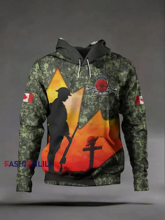 Men’s Remembrance Day Printed Casual Hoodie As picture / S